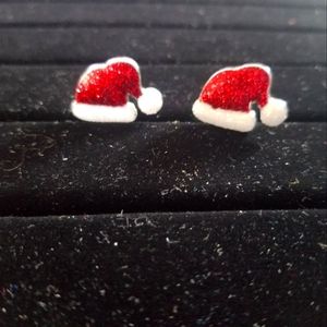 Santa hat pierced earrings